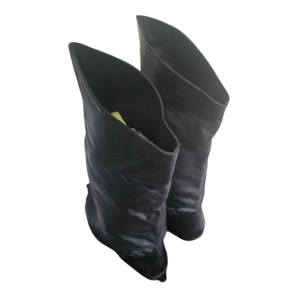 Vintage Mister Shoes Genuine Leather Black Pull On Mid Calf Boots 8M - Picture 4 of 9